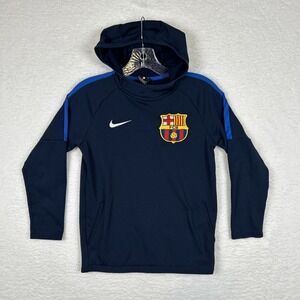 NIKE Youth Boys Academy 18 Hoodie Navy Blue AJ0109-451 Size Small Barça Academy